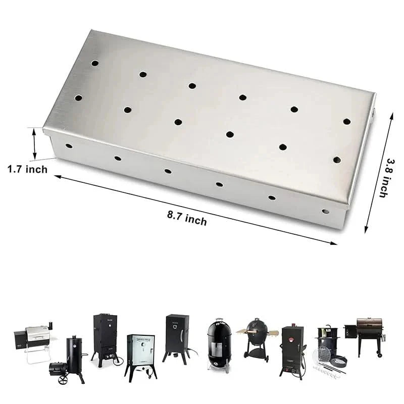 BBQ Smoker Box for Gas and Charcoal Grills, Stainless Steel Smoking Box, Smoker Accessories, BBQ Accessories_05