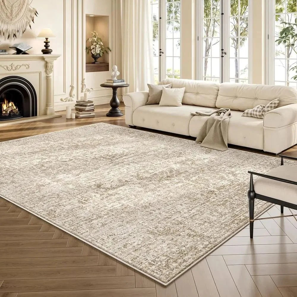 Large Rug for Living Room, Washable Rug with Non Slip Backing, Soft Chenille Bedroom Rug, 152.4 x 213.36 cm