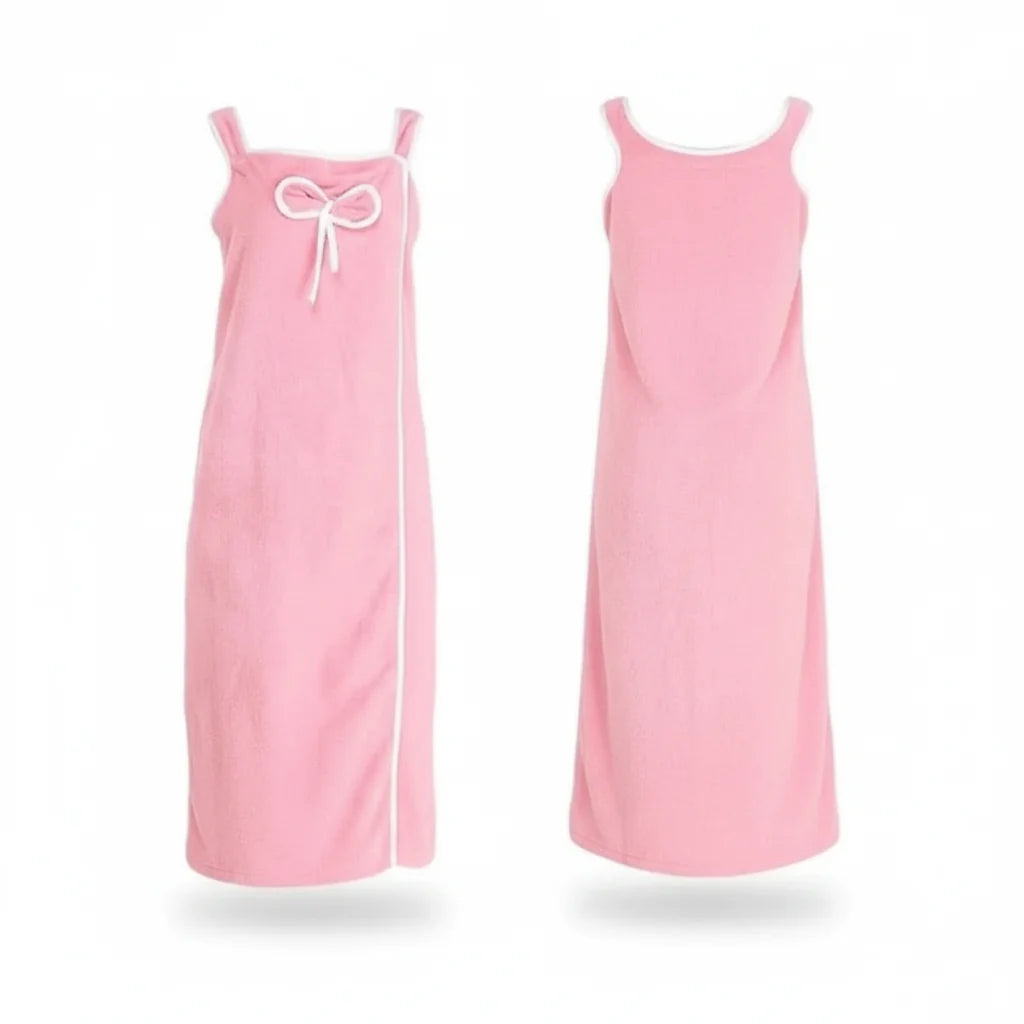 Womens Bathrobe in Coral Fleece, Ladies Dressing Gown with Snap Closure, Womens Dressing Gown Off Shoulder, Bath Robe_09