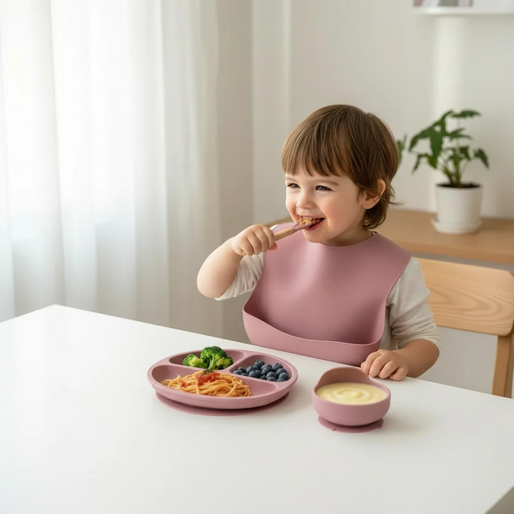 Weaning Plate, Silicone Baby Plate for Baby Led Weaning, Toddler Plate for Purees and First Foods