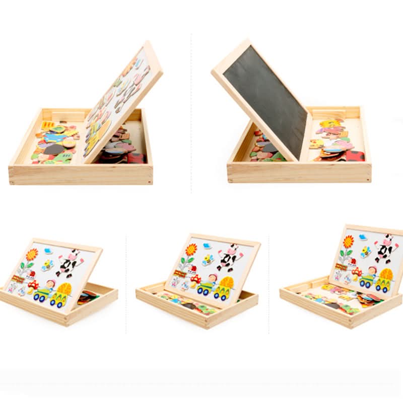 Magnetic Board for Kids, Drawing Board with Magnetic Cards, 3D Wooden Puzzle and Magnetic Game, Wooden Toys for Travel_30