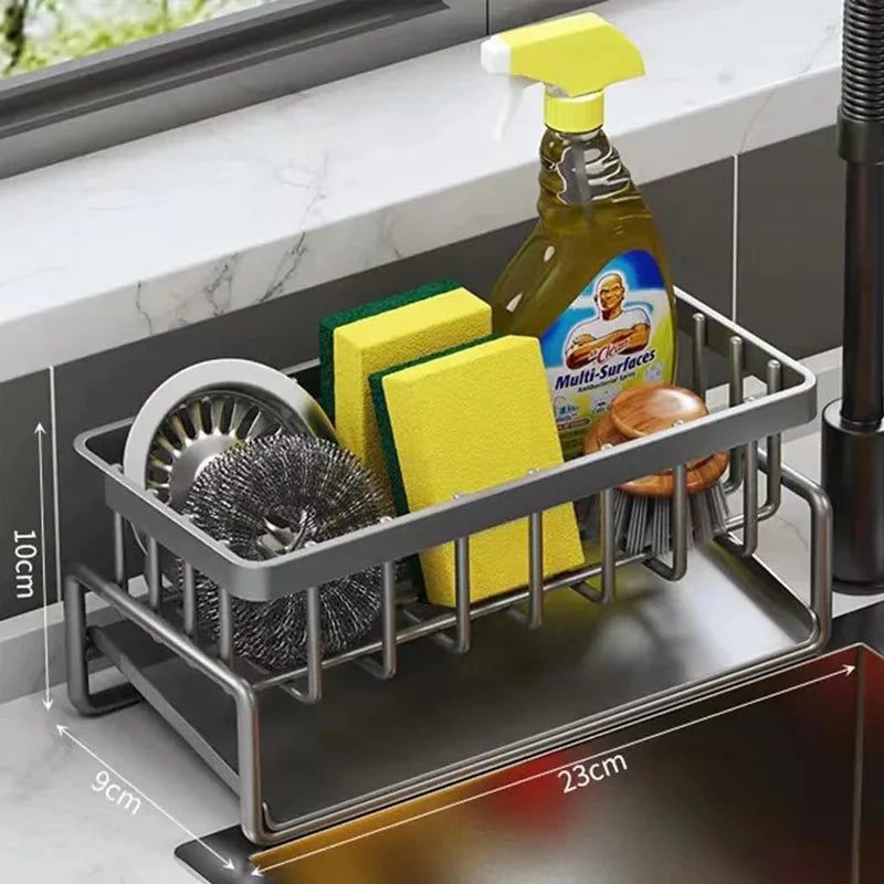 Kitchen Organiser for Sink with Drainage, Sink Caddy for Sponges and Brushes, Cleaning Caddy and Kitchen Storage Tidy_05