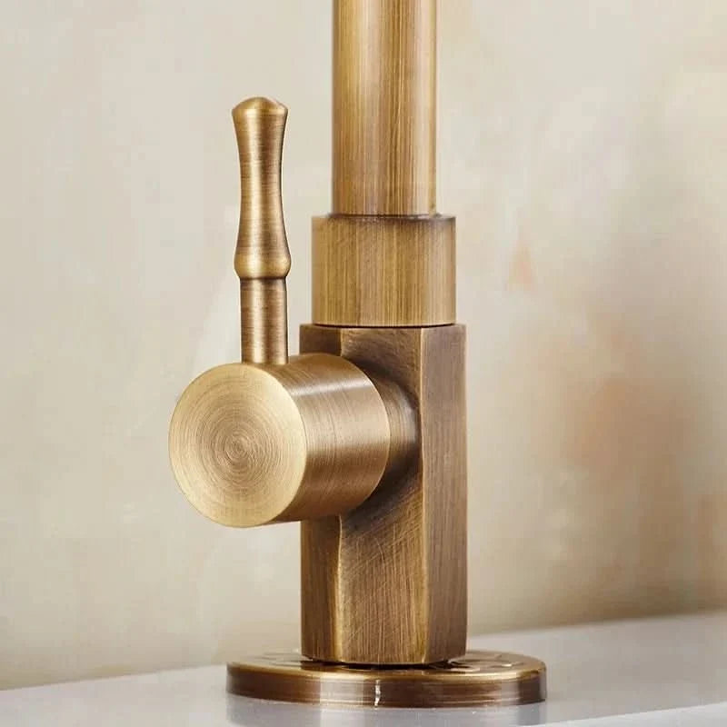 Antique Brass Kitchen Tap, Swan Neck Kitchen Sink Tap, Bathroom Tap, Single Hole Faucet for Kitchen and Bathroom_04