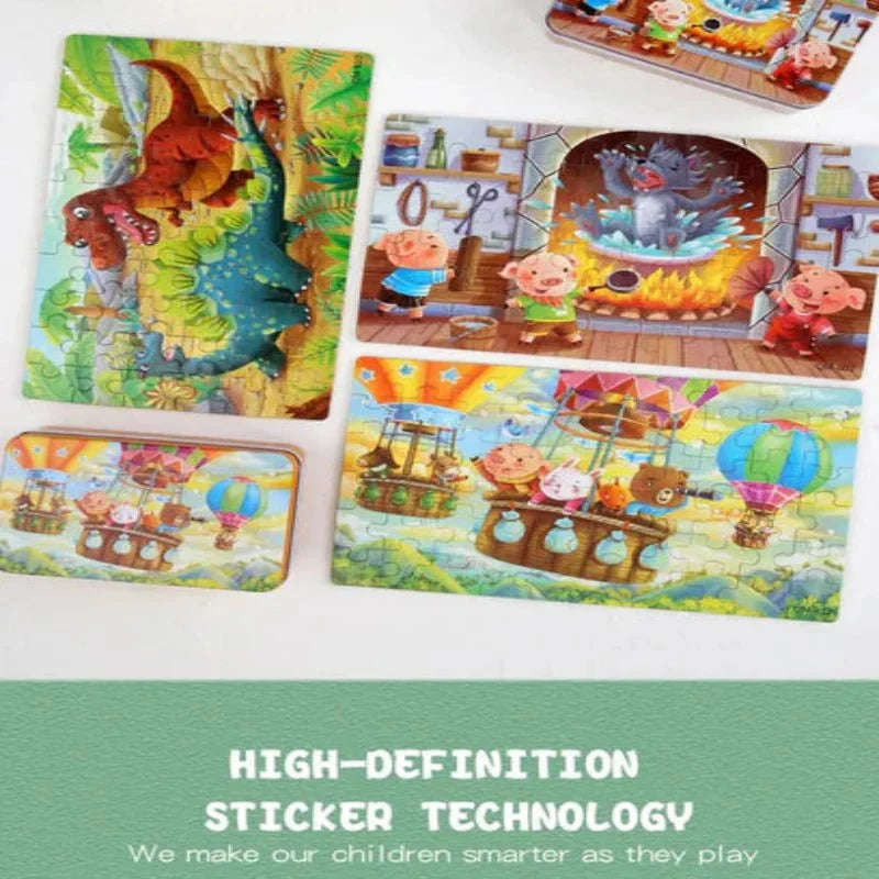 Wooden Jigsaw Puzzle 60 Pieces, Animal Jigsaw Puzzles for 3 Year Olds, Wooden Puzzles with Board and Storage Box_32