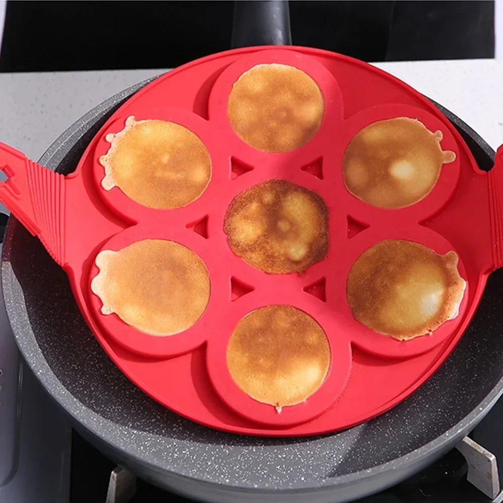 Non Stick Grill Plate for Pancakes, Silicone Pancake Mould with Multi Section Surface, Pancake Tray for Eggs and Snacks_03