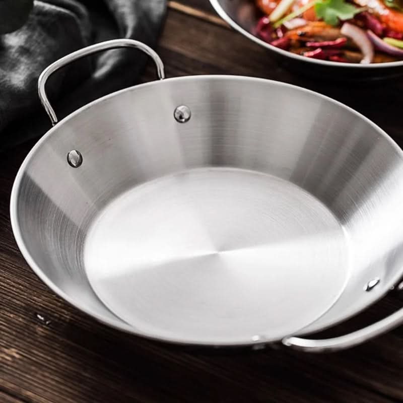 Stainless Steel Pan with 2 Frying Trays, Flat Stainless Steel Tray for Seafood, Serving Tray for Kitchen and Grill