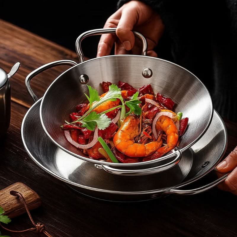 Stainless Steel Pan with 2 Frying Trays, Flat Stainless Steel Tray for Seafood – image 6