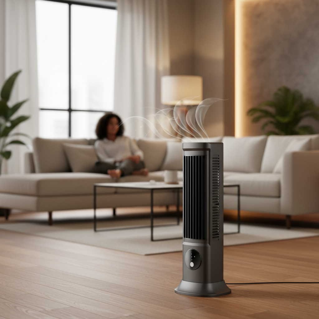 Sleek Portable Tower Fan | Oscillating Design with Remote Control for Efficient Cooling 0