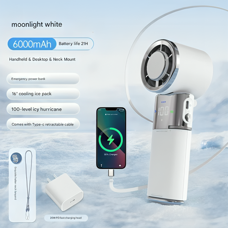 Smart Power Bank Fan | Handheld Cooling Device with Adjustable Airflow | Lightweight & Portable for On-the-Go Comfort 0