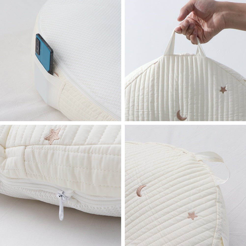 Baby Lounger Pillow, Cotton Lounger Pillow with Zip Cover and Carry Handles, Baby Pillow for Resting and Playing_04