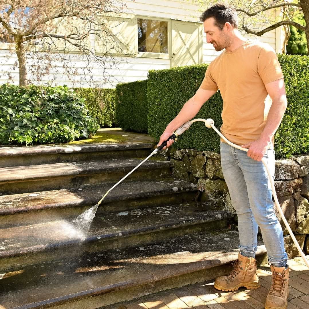 Hose Attachment for Patio Cleaning, Hosepipe Spray Gun with 2 Nozzles, High Pressure Water Lance for Cars and Windows_00