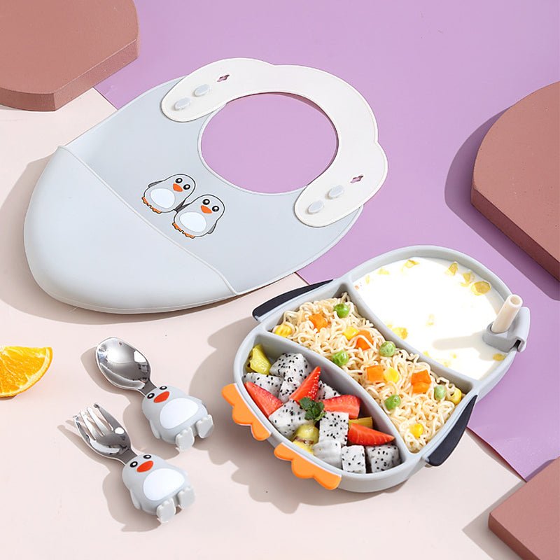 Childrens Plate with Suction Base, Silicone Suction Plate for Babies and Toddlers, Divided Weaning Plate_05