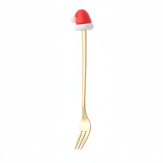 Christmas Teaspoons, Dessert Spoons, Dessert Forks, Stainless Steel Cutlery Set with Festive Tree and Santa Motifs_15