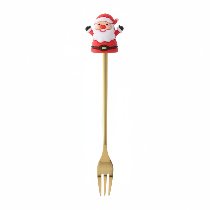 Christmas Teaspoons, Dessert Spoons, Dessert Forks, Stainless Steel Cutlery Set with Festive Tree and Santa Motifs_19