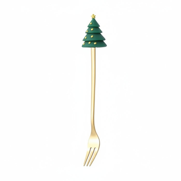 Christmas Teaspoons, Dessert Spoons, Dessert Forks, Stainless Steel Cutlery Set with Festive Tree and Santa Motifs_26