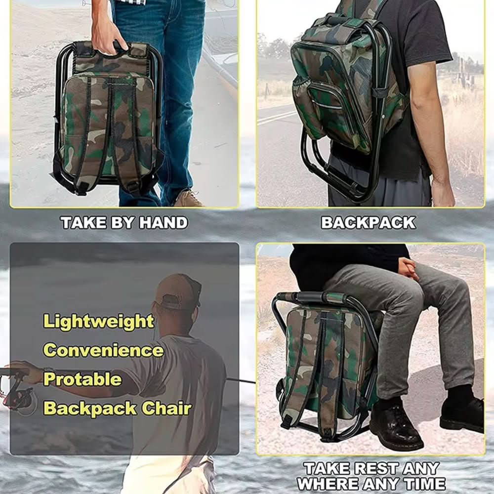 Camping Rucksack with Folding Chair and Cool Bag, 3 in 1 Camouflage Rucksack – image 8