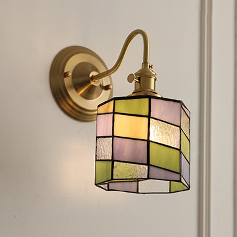 TiffanyGlow | Elegant Vintage Brass Stained Glass Wall Sconce Light 10