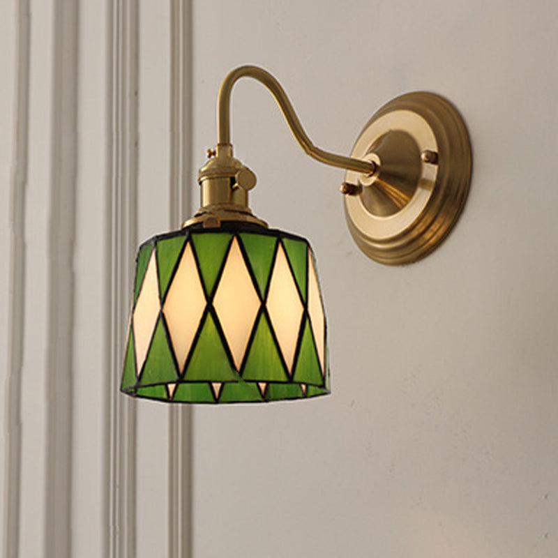TiffanyGlow | Elegant Vintage Brass Stained Glass Wall Sconce Light 3
