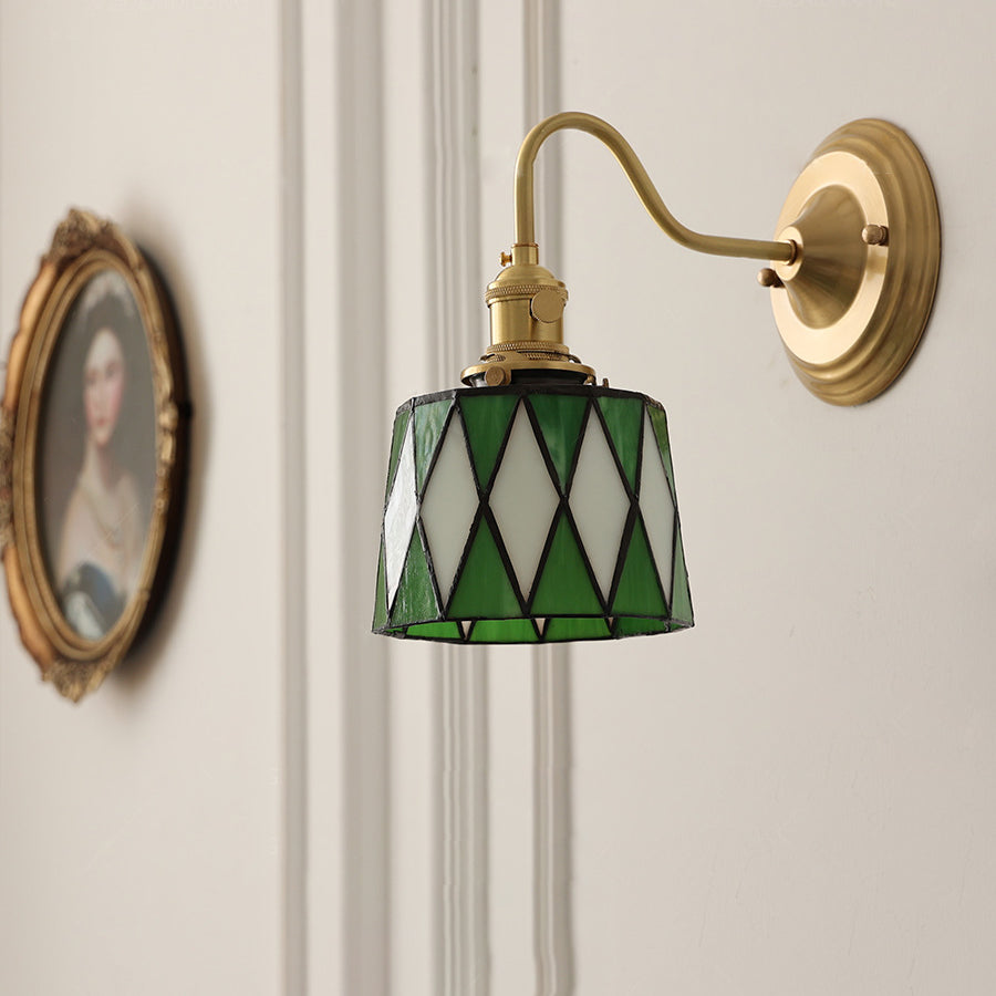TiffanyGlow | Elegant Vintage Brass Stained Glass Wall Sconce Light 4