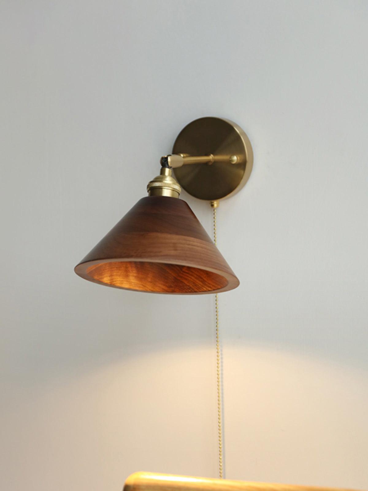 TimberGlow | Elegant Vintage Wooden Brass Wall Sconce Light 1