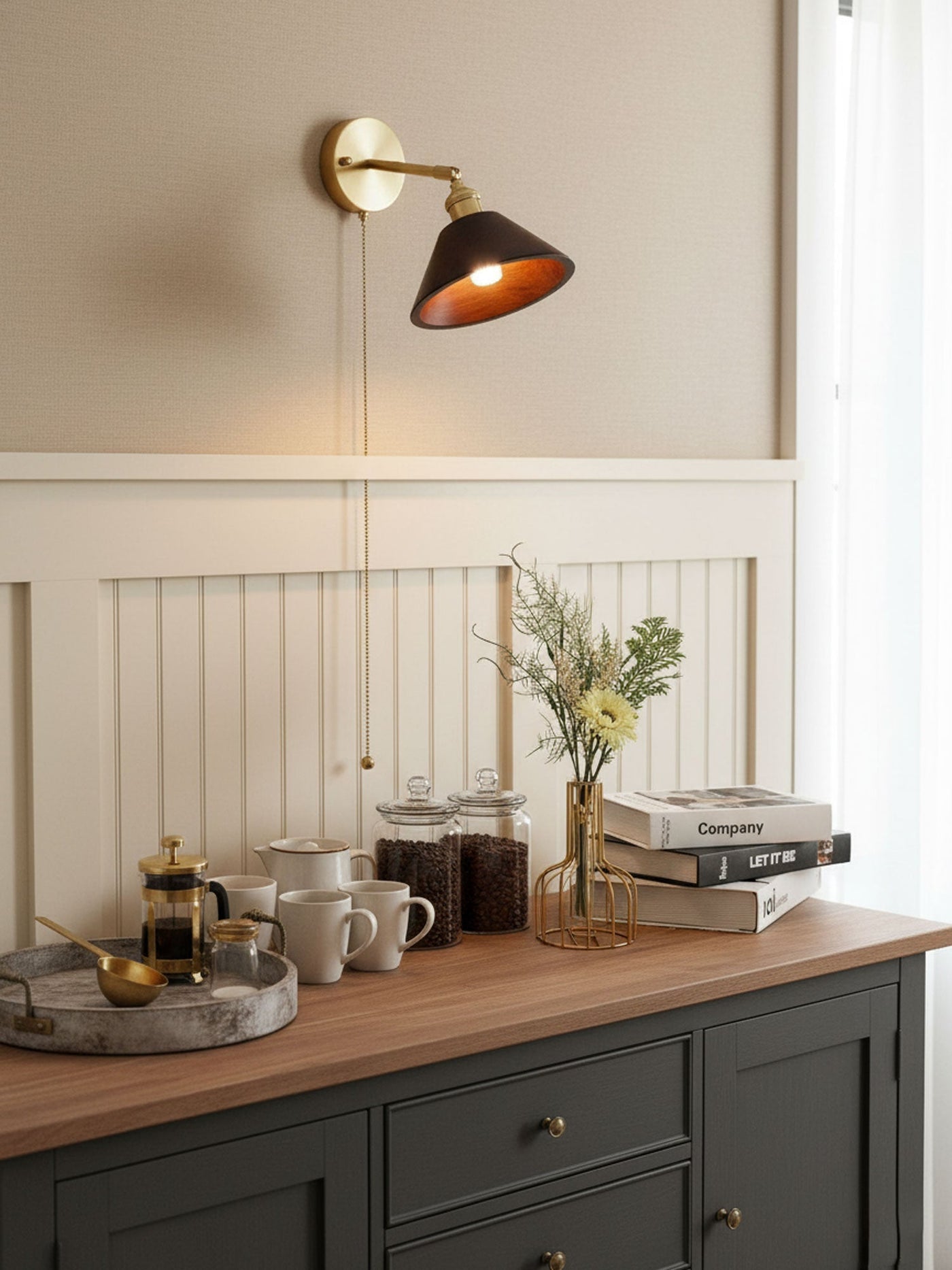 TimberGlow | Elegant Vintage Wooden Brass Wall Sconce Light 7