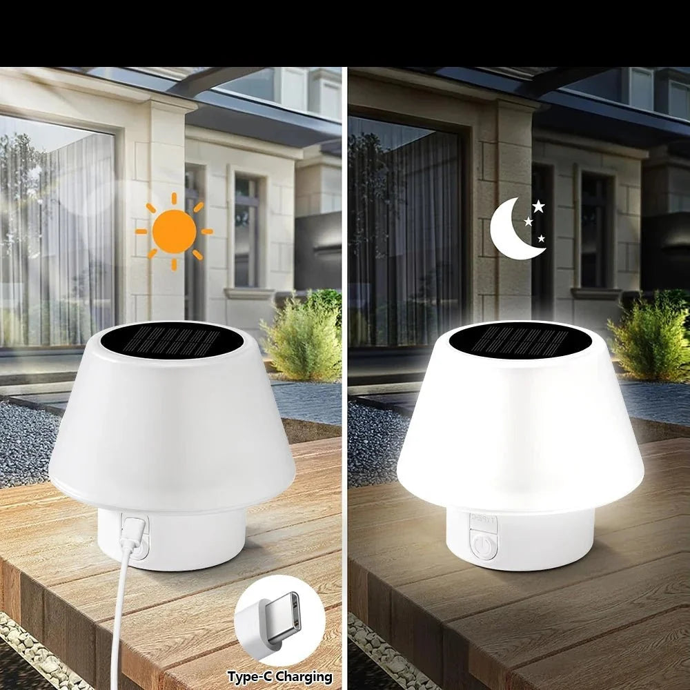 Solar Table Lamp Outdoor, Cordless Table Lamp with 4 Modes, Rechargeable Camping Lights, Solar Garden Lights, Outdoor Lighting_03
