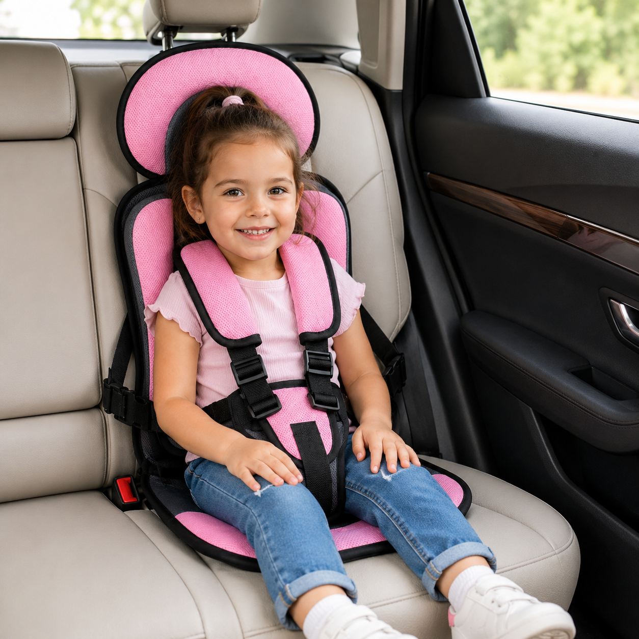 Travel Buddy | Portable Booster Car Seat with 5-Point Harness | Foldable Design for Easy Transport 1