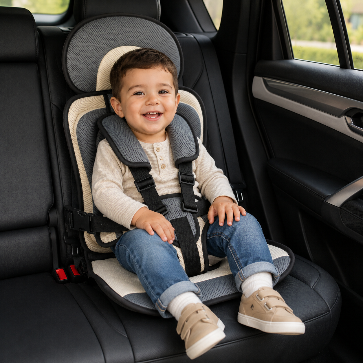 Travel Buddy | Portable Booster Car Seat with 5-Point Harness | Foldable Design for Easy Transport 11
