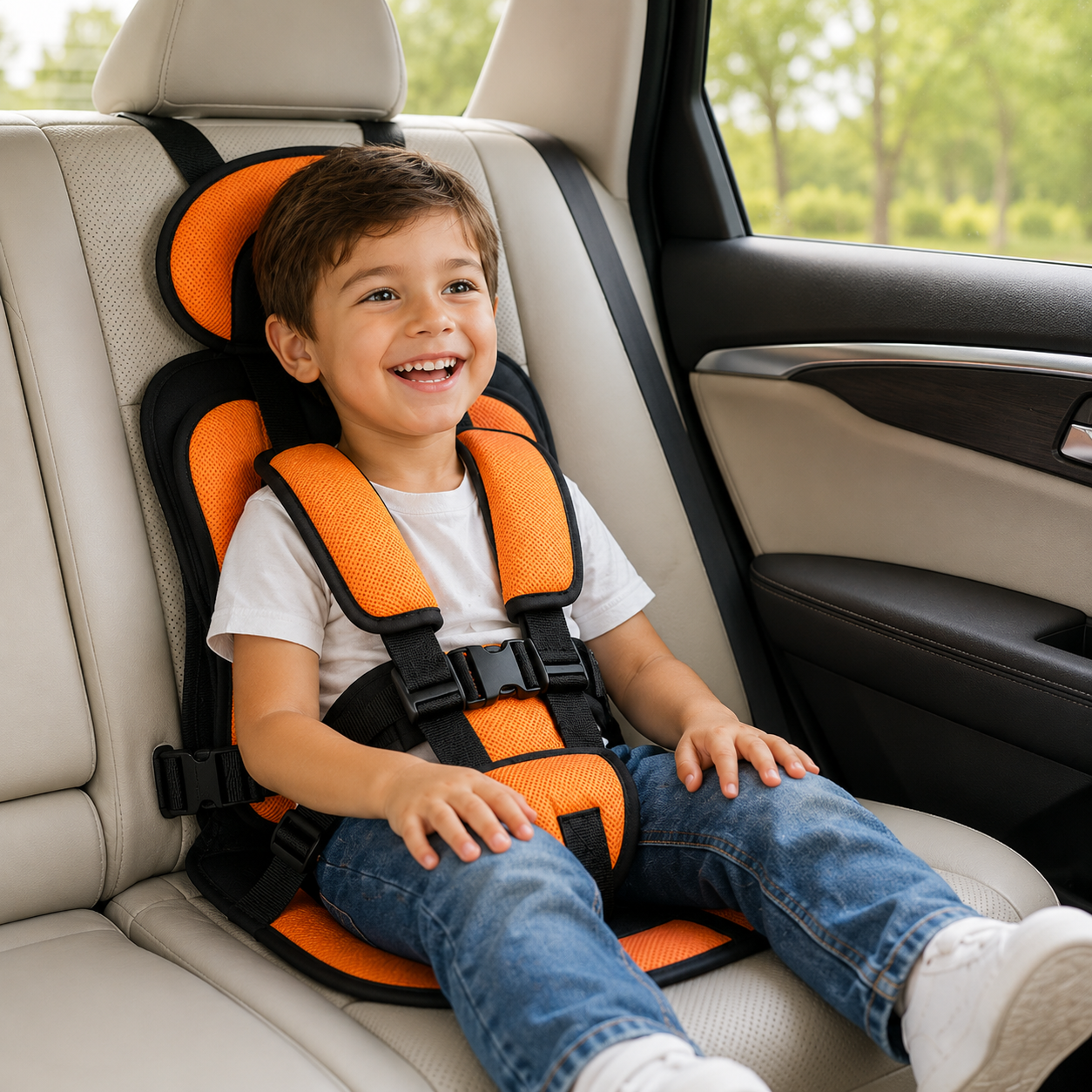 Travel Buddy | Portable Booster Car Seat with 5-Point Harness | Foldable Design for Easy Transport 15