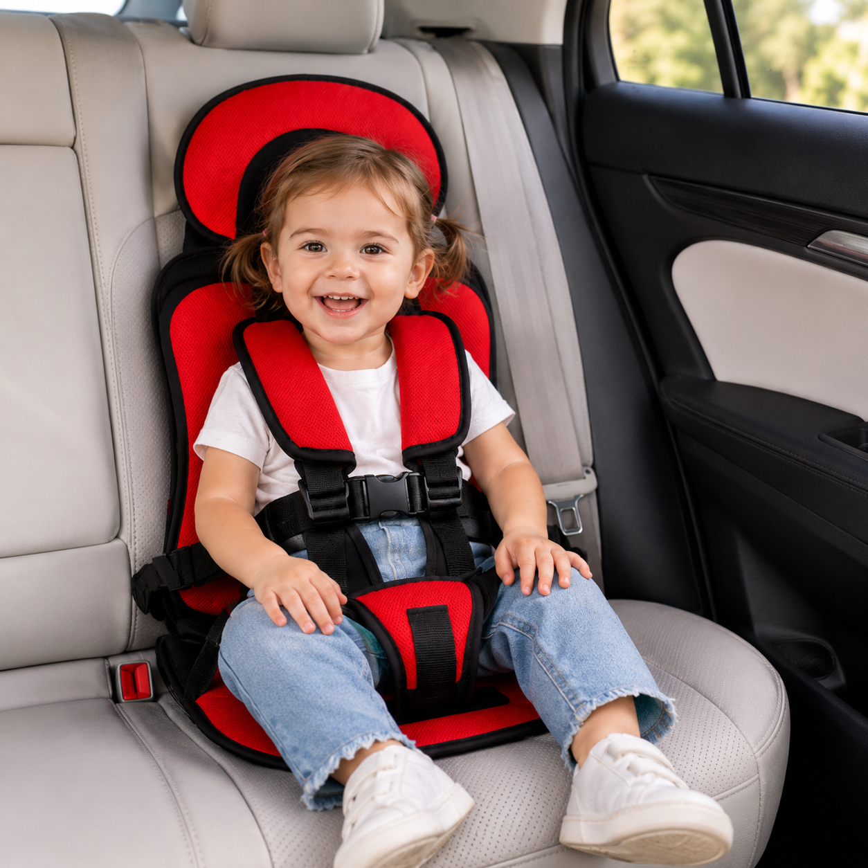 Travel Buddy | Portable Booster Car Seat with 5-Point Harness | Foldable Design for Easy Transport 6
