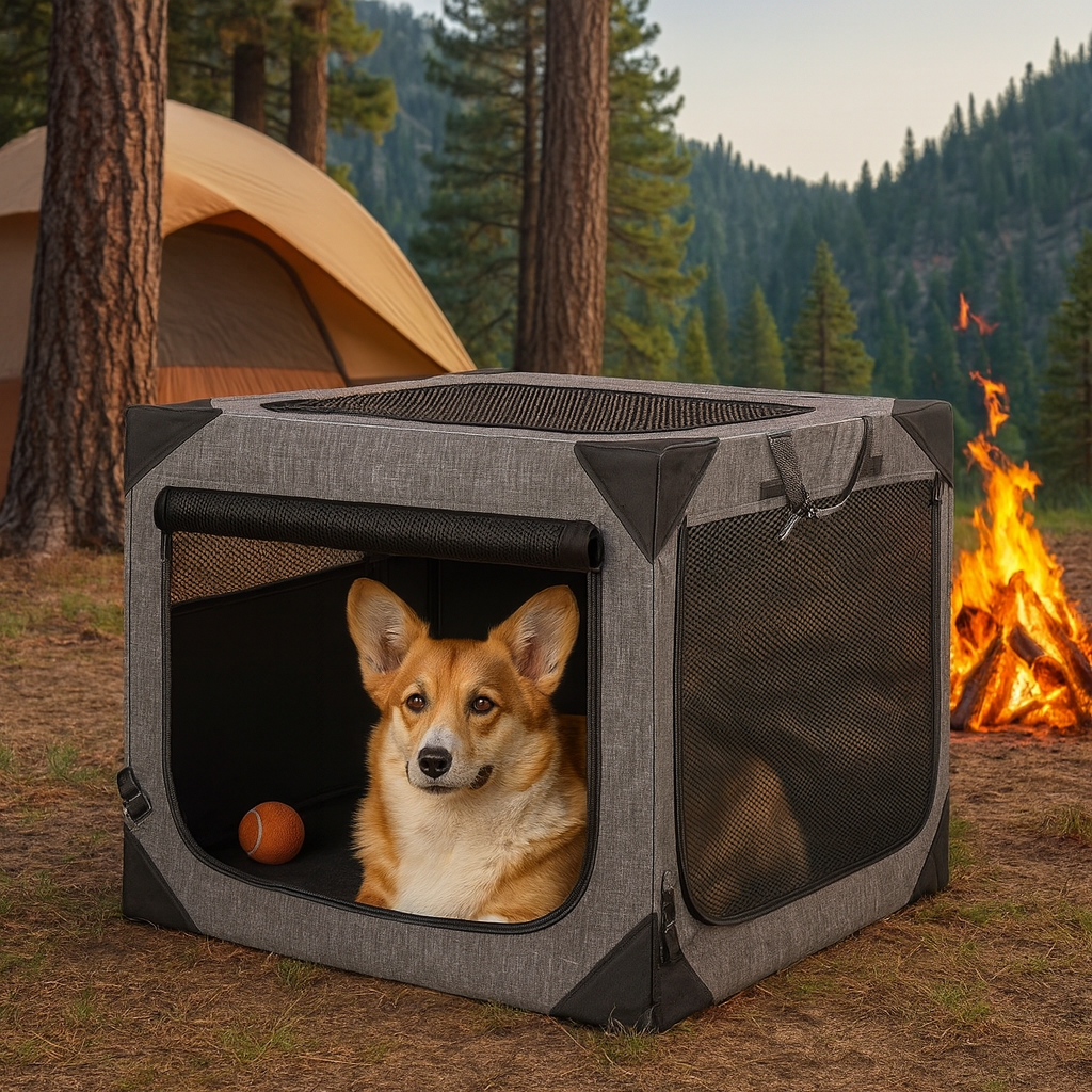 Travel Haven | Large Dog Crate with Chew-Resistant Fabric & Ventilation | Lightweight Design for Comfort 1