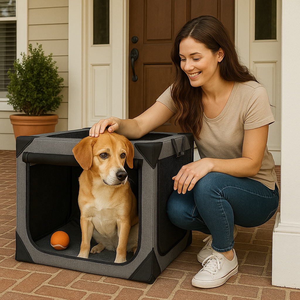 Travel Haven | Large Dog Crate with Chew-Resistant Fabric & Ventilation | Lightweight Design for Comfort 2