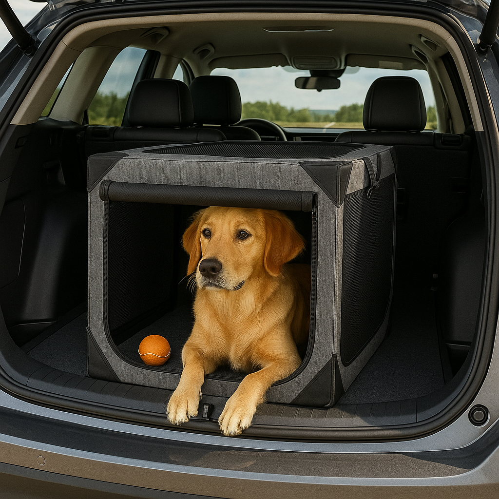 Travel Haven | Large Dog Crate with Chew-Resistant Fabric & Ventilation | Lightweight Design for Comfort 4