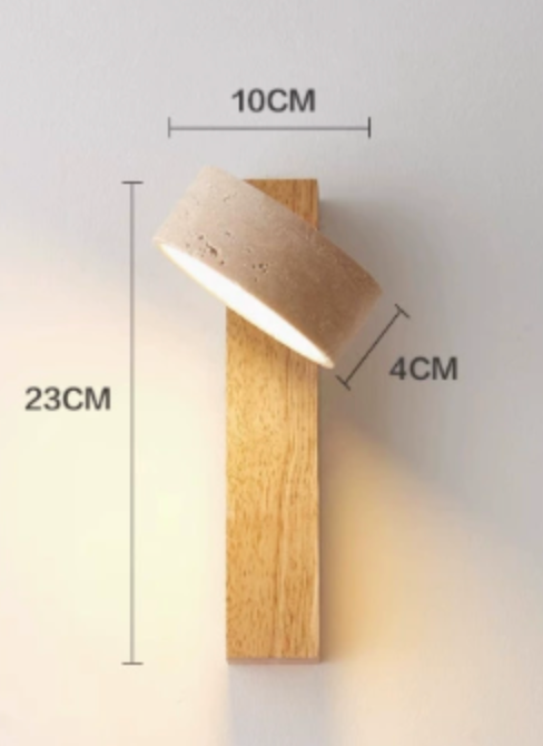 TravertineAura | Elegant Natural Wood LED Wall Sconce Light 2