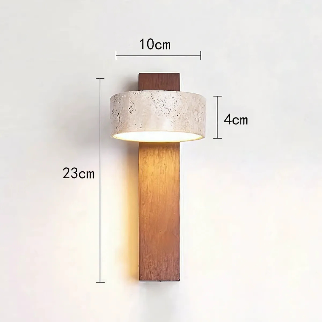 TravertineAura | Elegant Natural Wood LED Wall Sconce Light 5
