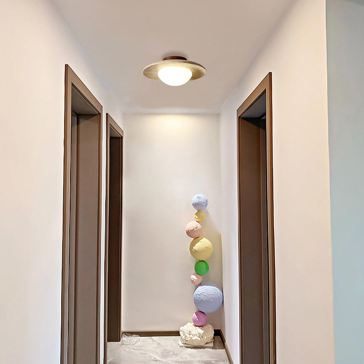 TravertineGlow | Elegant Minimalist Round LED Ceiling Light 7