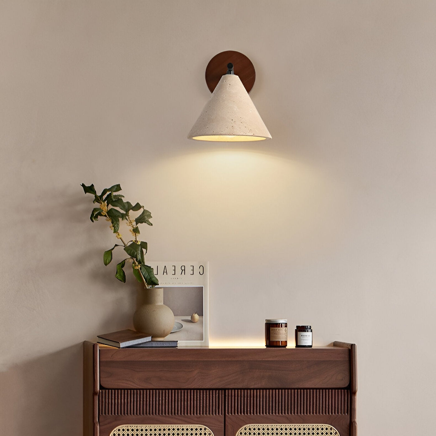 TravertineGlow | Elegant Modern Cone Wall Sconce with LED Lighting 2