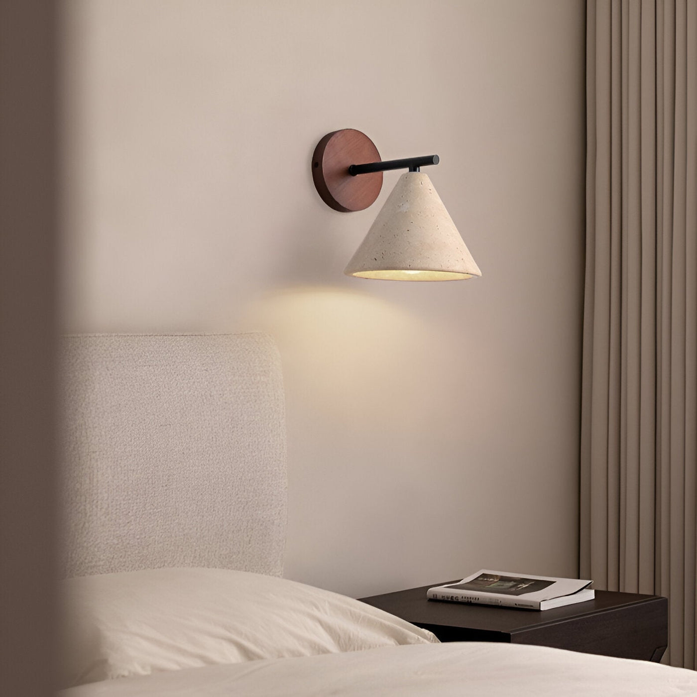 TravertineGlow | Elegant Modern Cone Wall Sconce with LED Lighting 3
