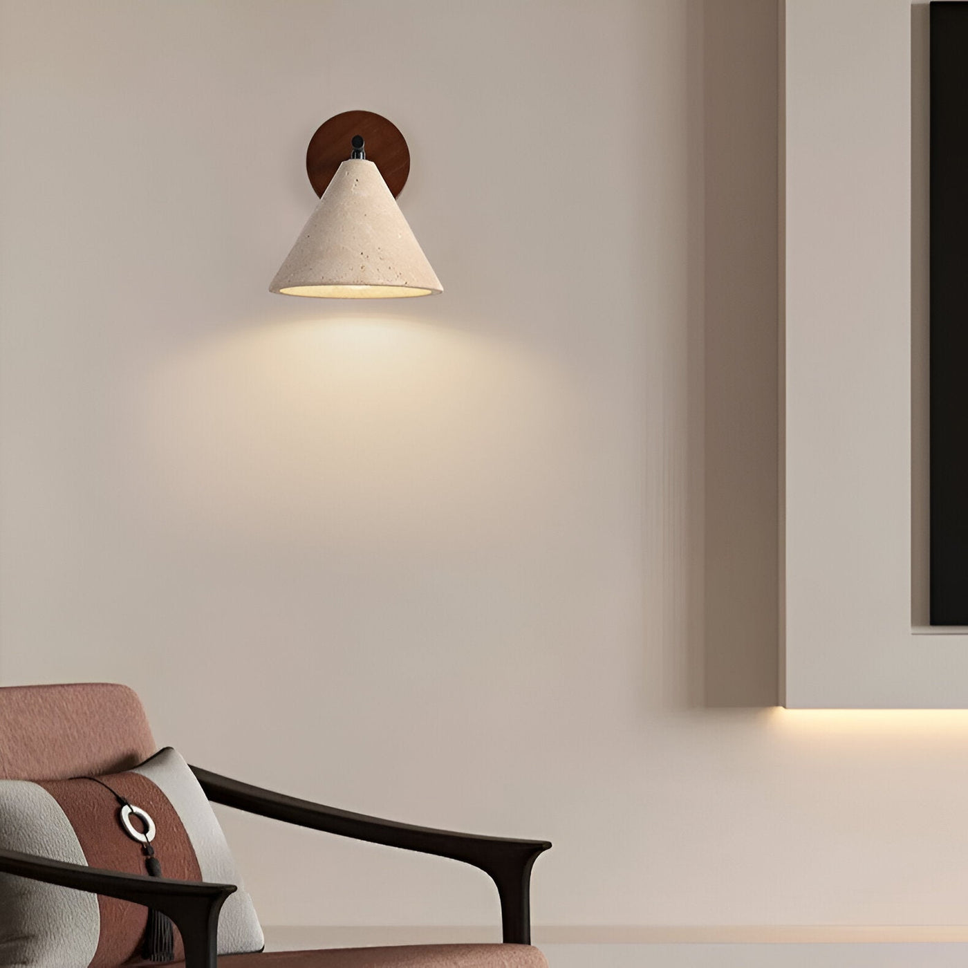 TravertineGlow | Elegant Modern Cone Wall Sconce with LED Lighting 4