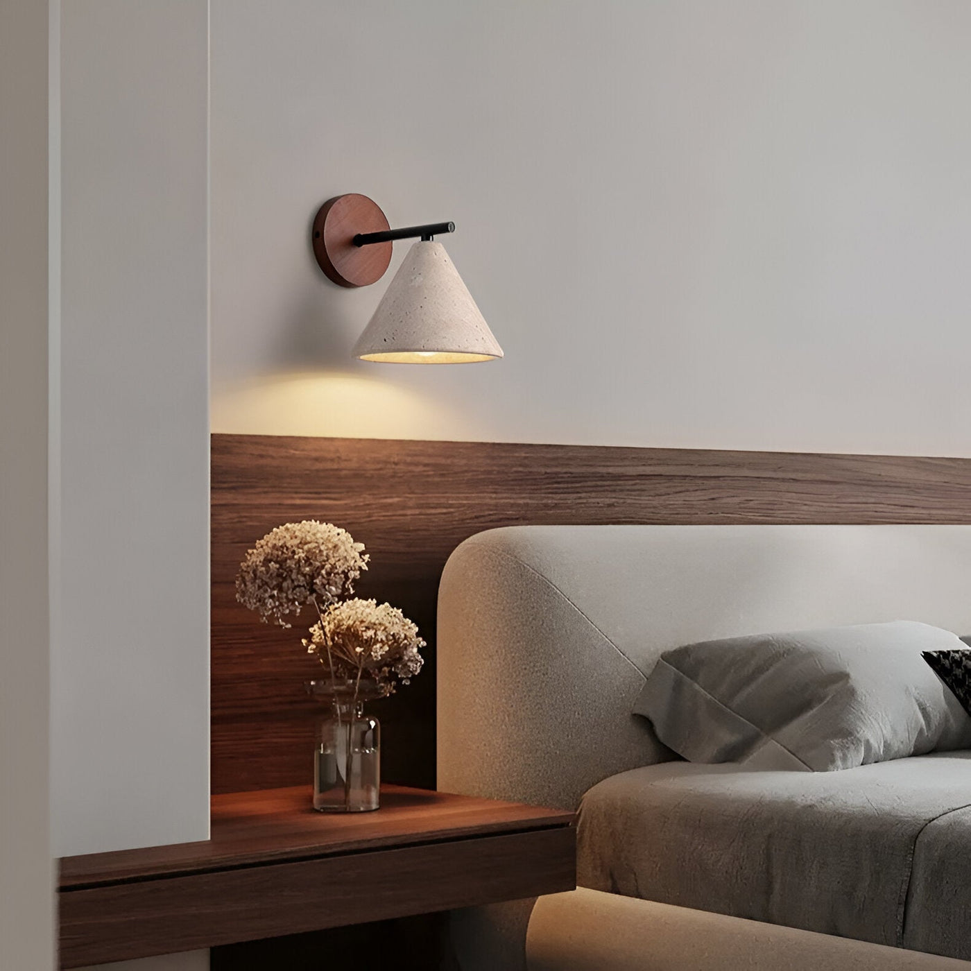 TravertineGlow | Elegant Modern Cone Wall Sconce with LED Lighting 5