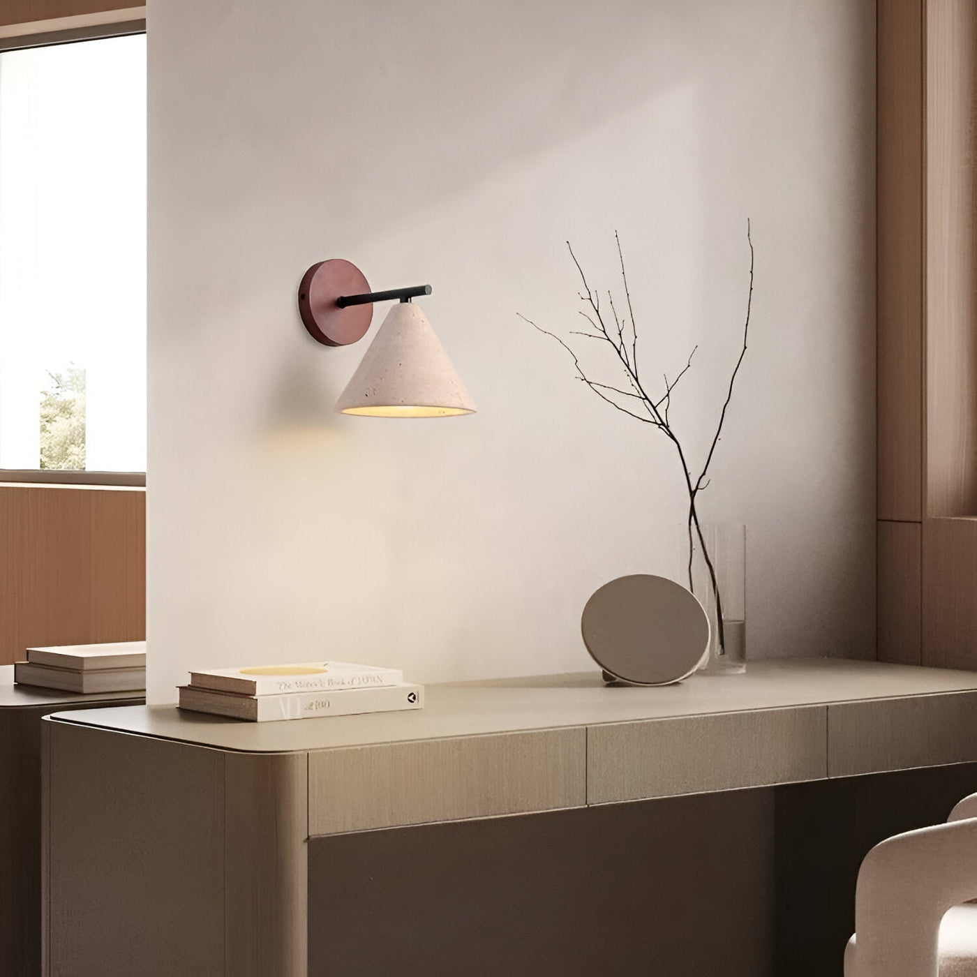 TravertineGlow | Elegant Modern Cone Wall Sconce with LED Lighting 6