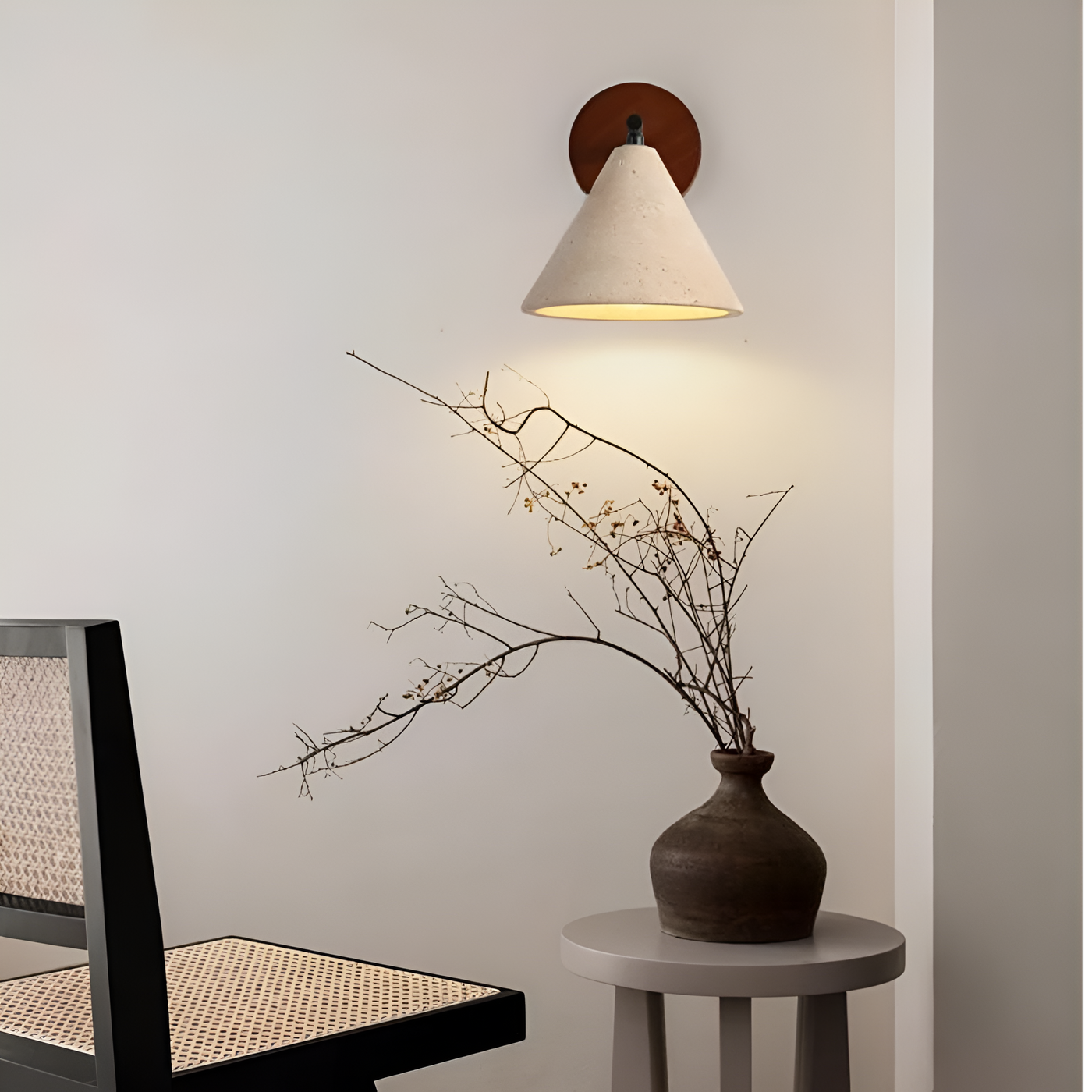 TravertineGlow | Elegant Modern Cone Wall Sconce with LED Lighting 7