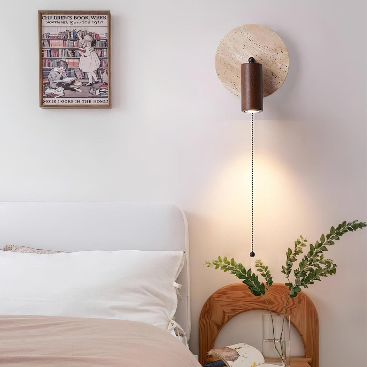 TravertineGlow | Elegant Natural Wood Rotatable Wall Sconce Light 8
