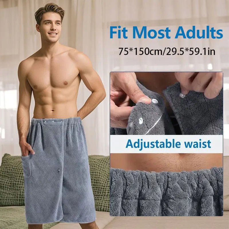 Bath Towel Wrap for Men, Plus Size Towel Wrap in Skirt Design