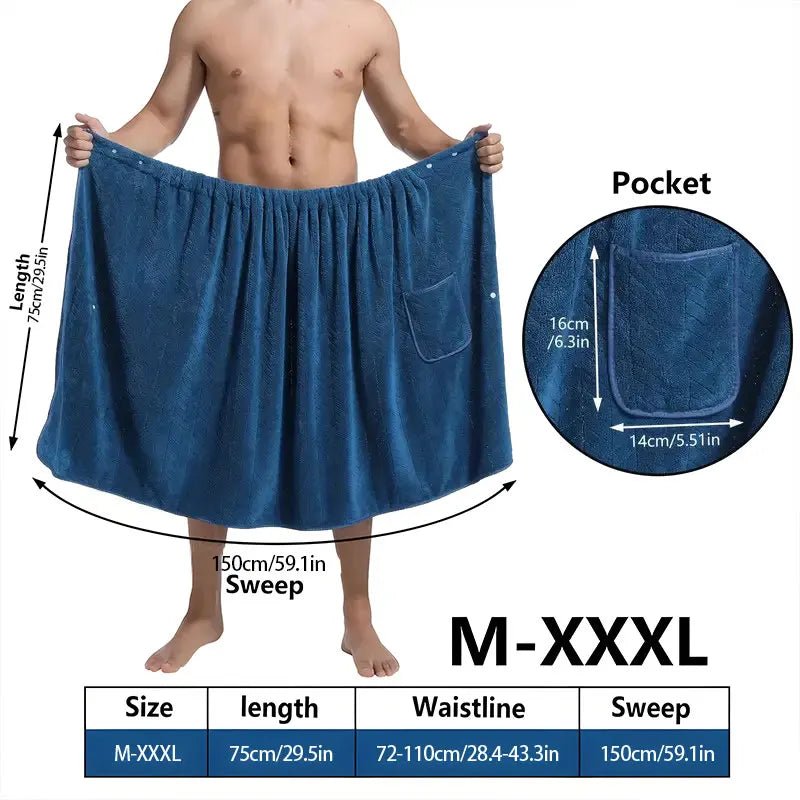 Bath Towel Wrap for Men, Plus Size Towel Wrap in Skirt Design – image 5