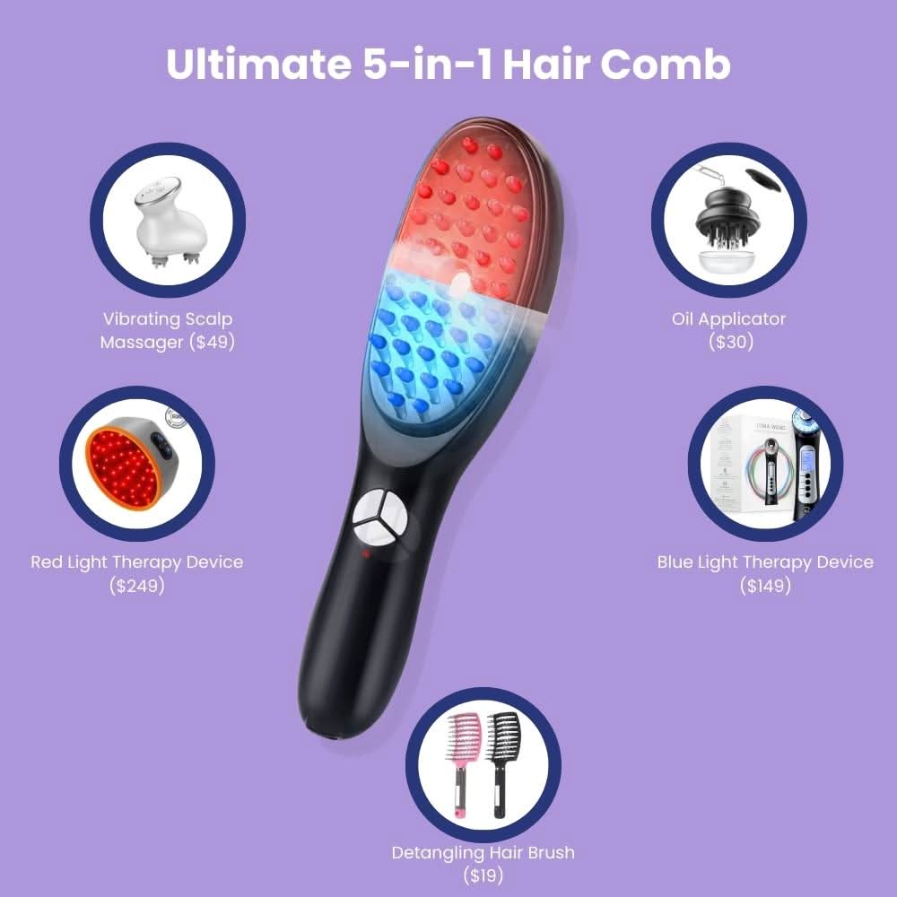 Electric Hair Comb 5 in 1, Head Massager with Vibration – image 4