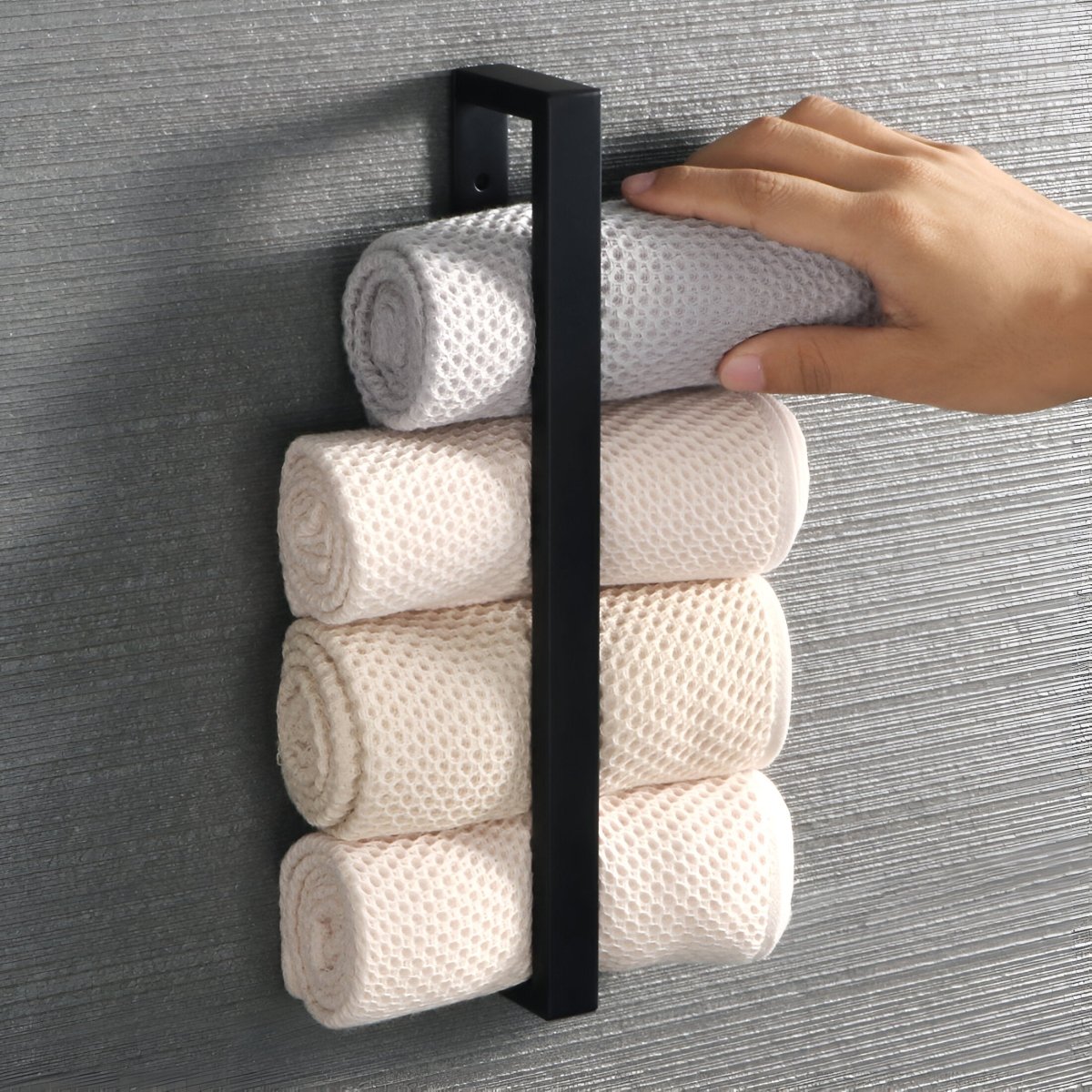 Black Towel Rail Wall Mounted, Steel Towel Holder for Bathroom Storage, Kitchen Towel Rack, Bathroom Accessories_01
