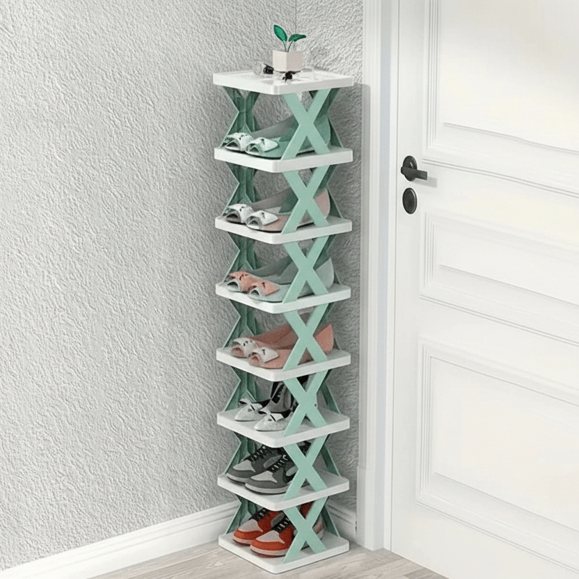 Tall Shoe Rack with 6 to 9 Tiers, Hallway Shoe Storage for Bedroom and Dressing Room, Stackable Plastic Shoe Shelves