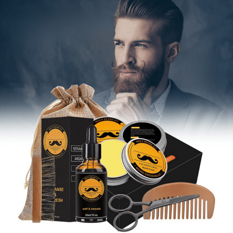 Beard Growth Kit with Derma Roller, Beard Balm
