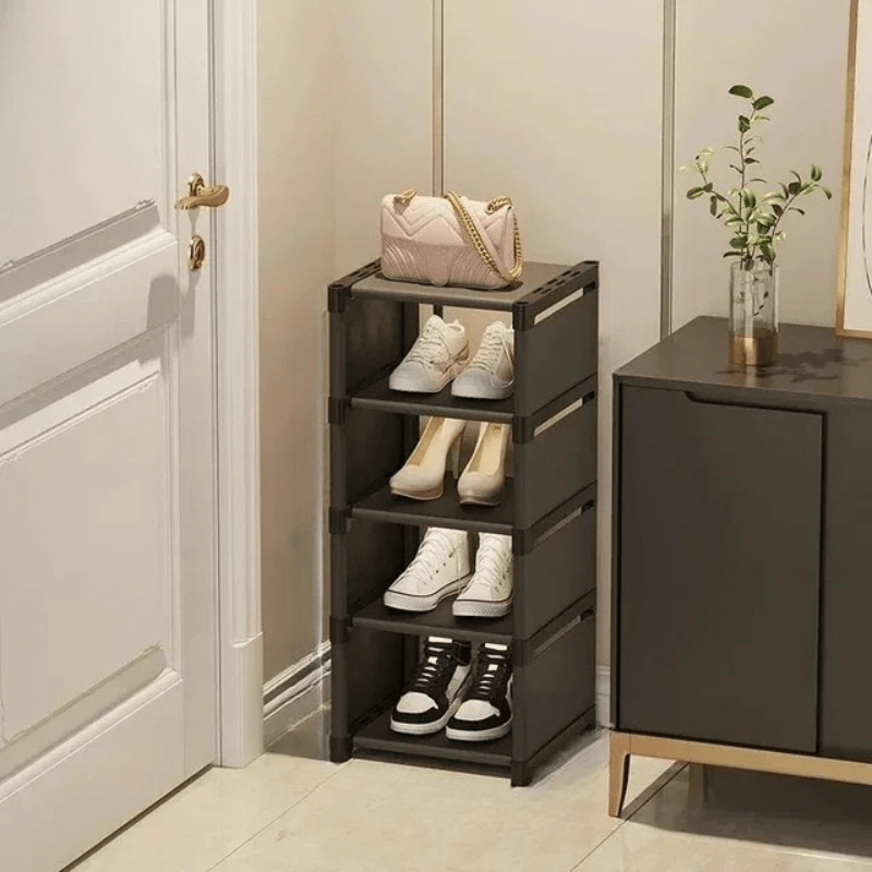 Corner Shoe Rack for Small Spaces, Stackable Shoe Storage Rack up to 8 Tiers, Black Metal Shoe Organiser_09